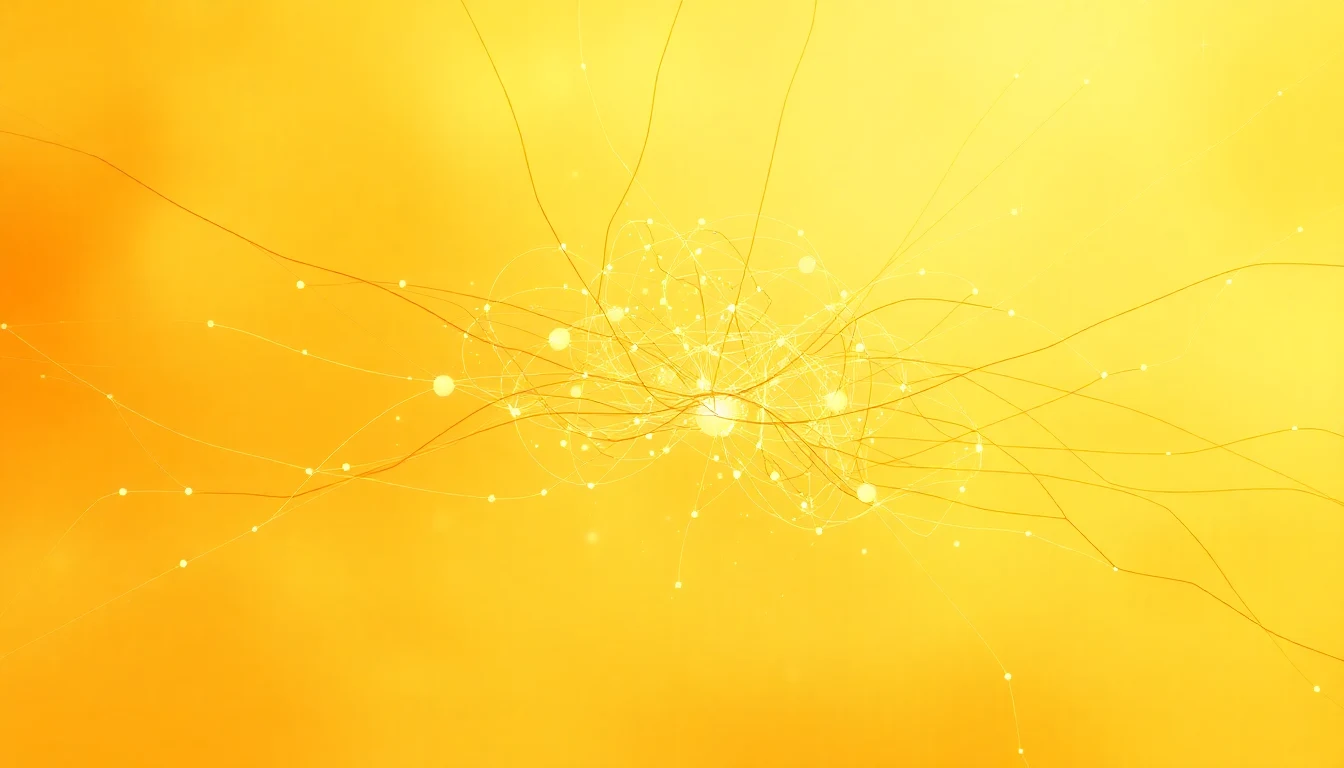 Abstrakte goldene Lichtfäden verweben sich zu einem warmen Netz, Symbol für systemische Verbindung in der Therapie Berlin-Wilmersdorf